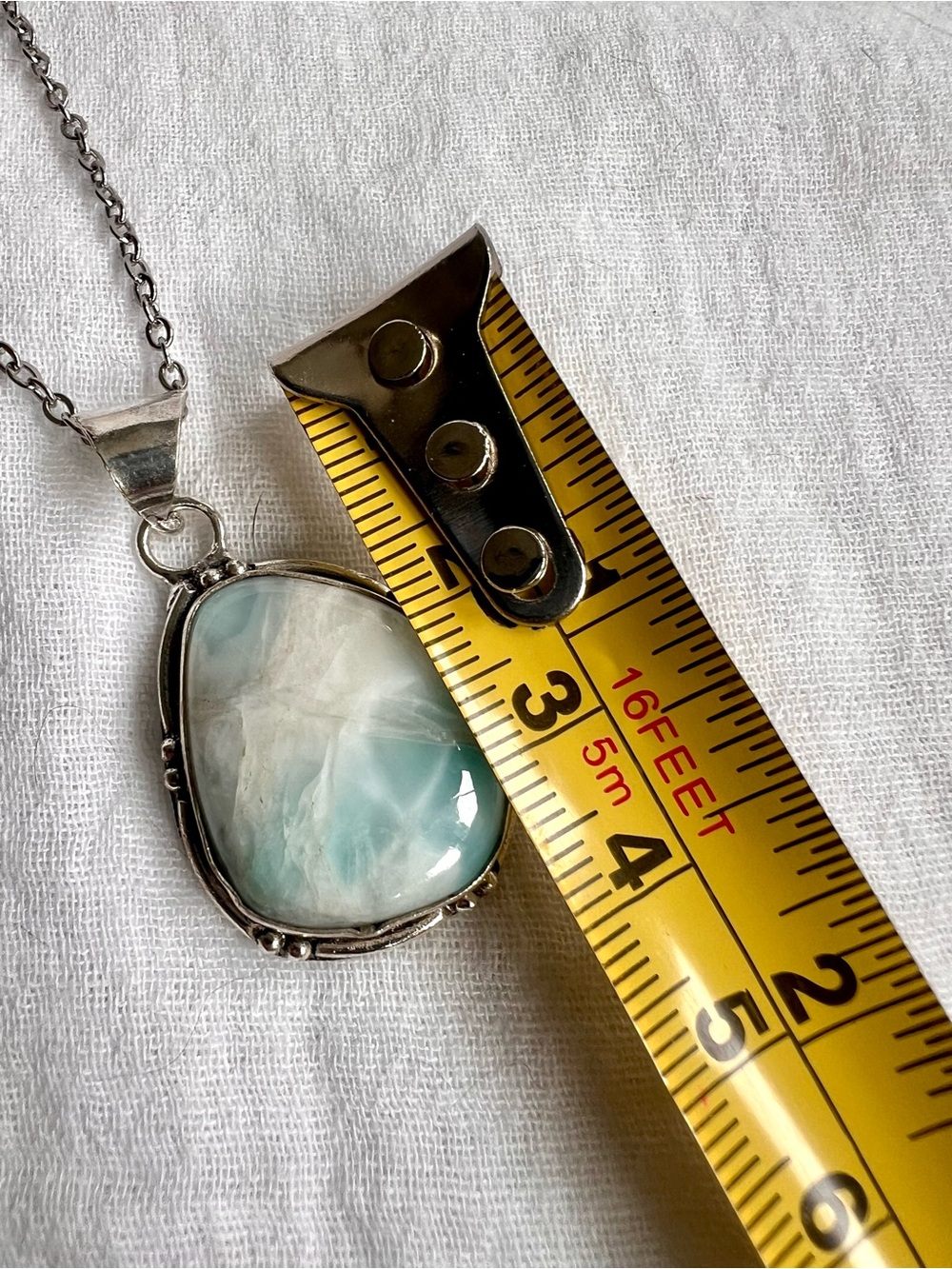925 Calming Caribbean Larimar Pendant Necklace - Picture 4 of 9